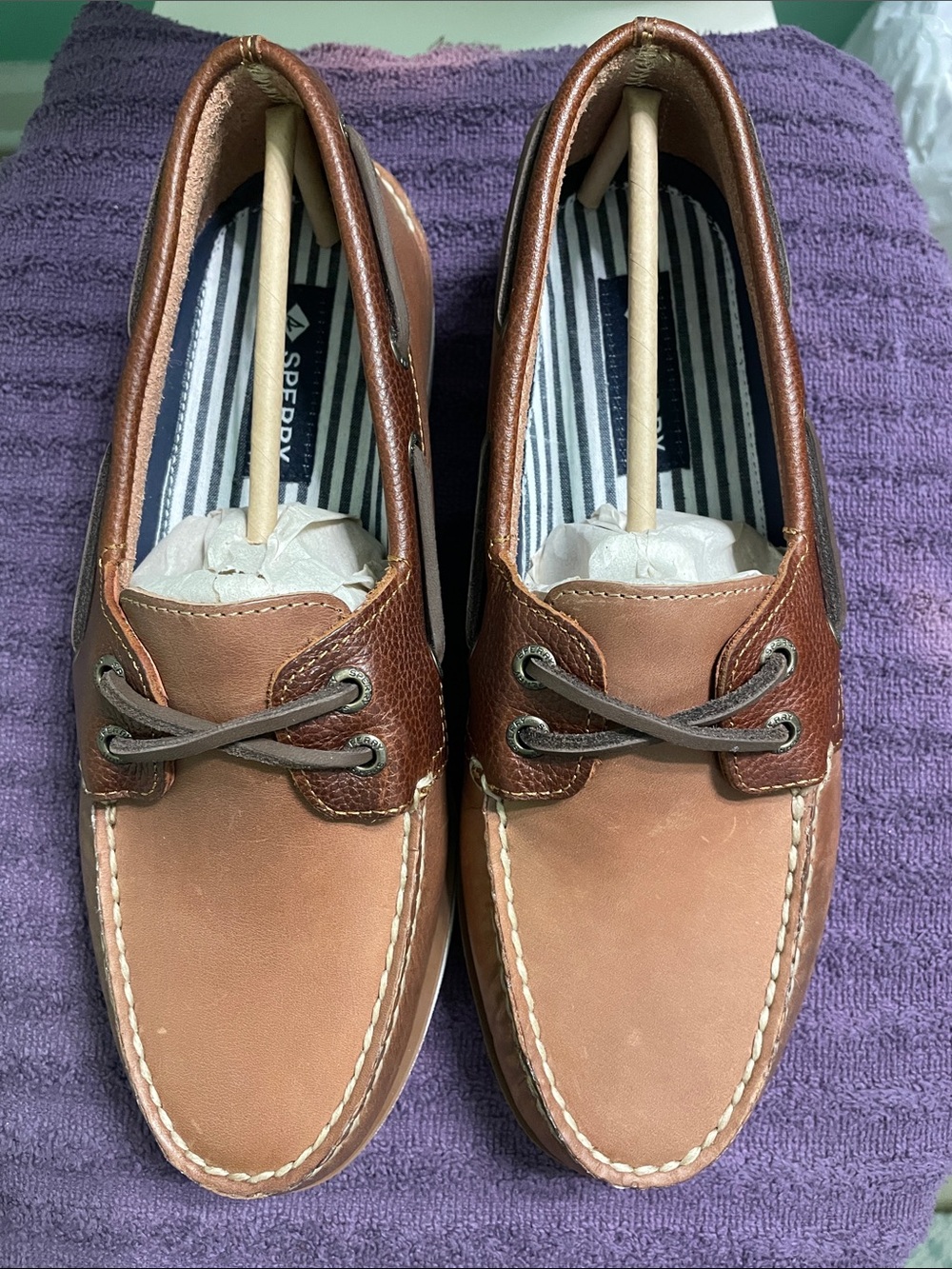 BRAND NEW! Sperry Men's Two-Tone Brown Leather Boat Shoes
